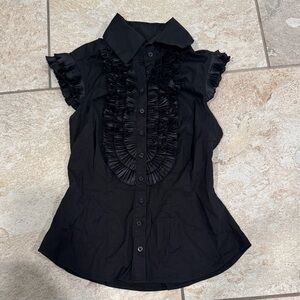 bebe Black Ruffled Blouse Size S